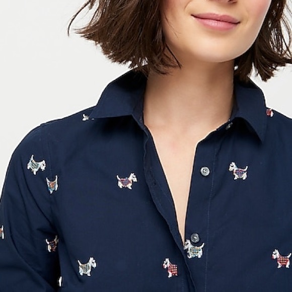 J.Crew Perfect Shirt in Scotty Dog Days Embroidery - Picture 4 of 4
